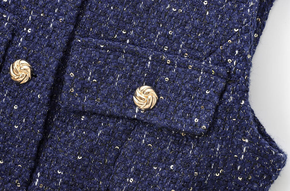 CHALECO TWEED CINTURÓN