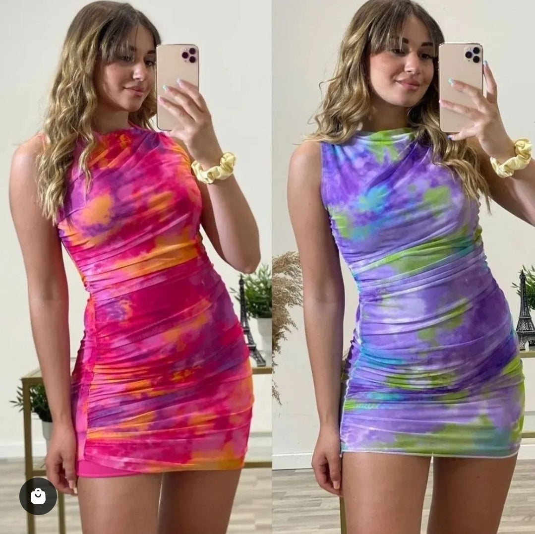 VESTIDO CORTO DE TUL MORADO