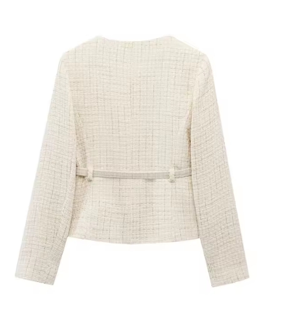 CHAQUETA TWEED CINTURÓN