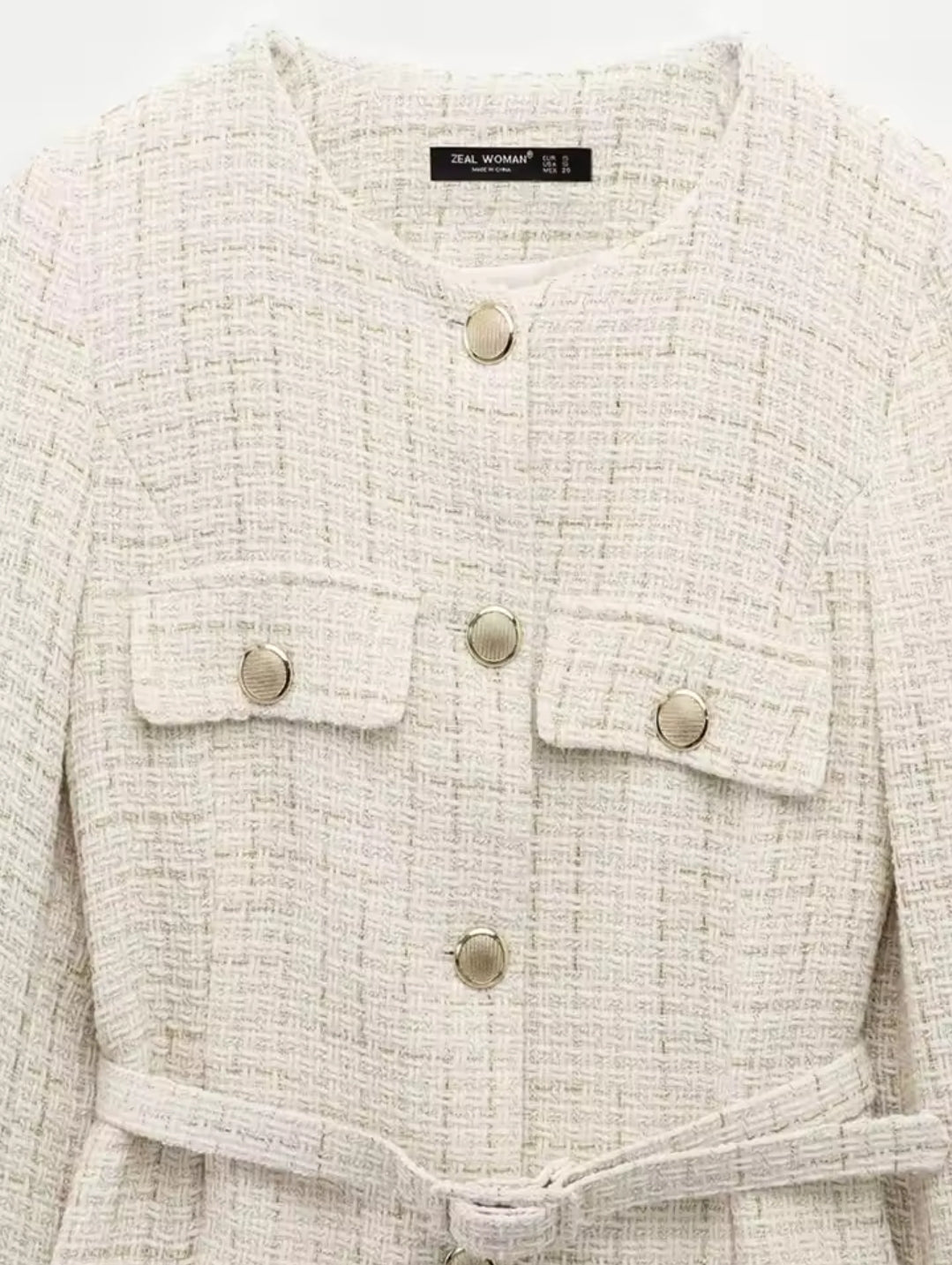 CHAQUETA TWEED CINTURÓN