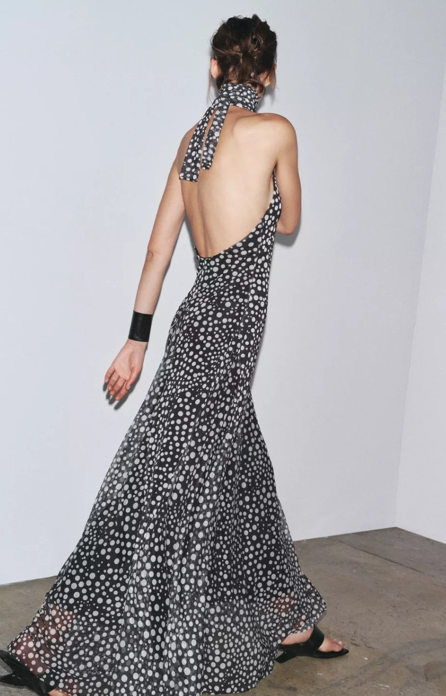 VESTIDO LUNARES ESPALDA DESCUBIERTA