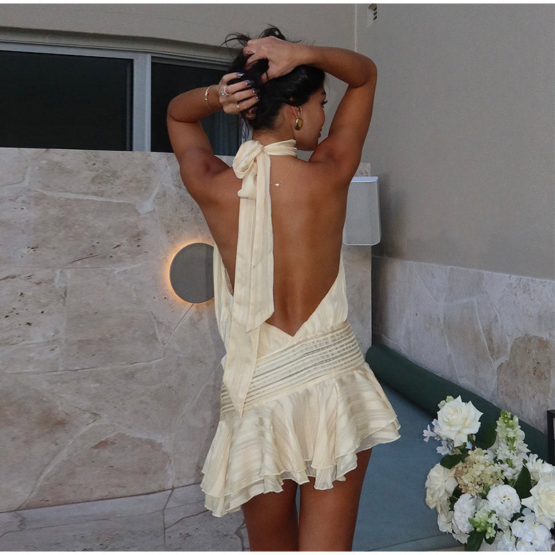 VESTIDO GASA ESPALDA DESCUBIERTA