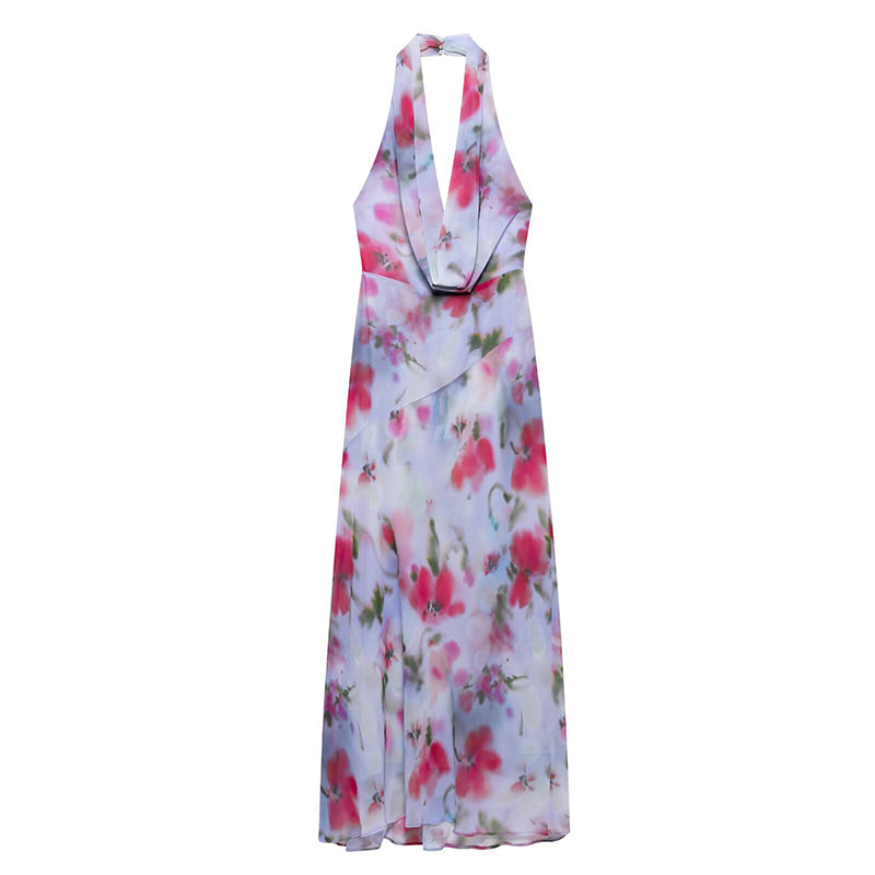 VESTIDO CUELLO HALTER CON ESPALDA ENTRELAZADA