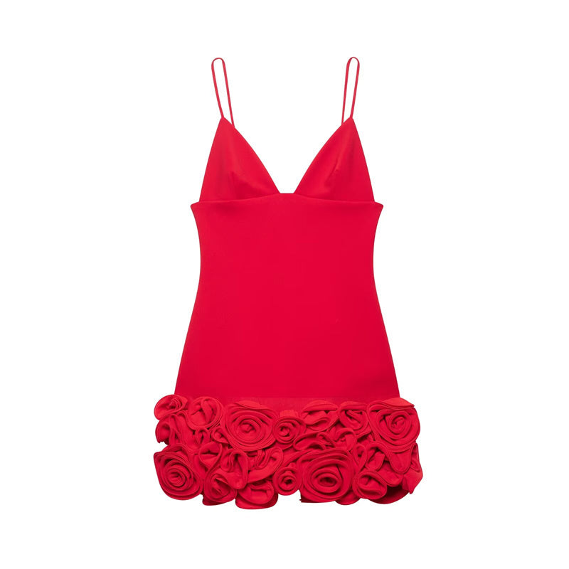 VESTIDO CORTO DE FLORES EN RELIEVE