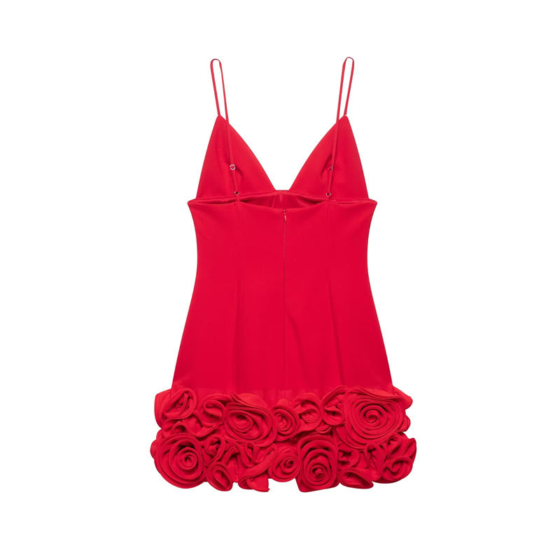 VESTIDO CORTO DE FLORES EN RELIEVE