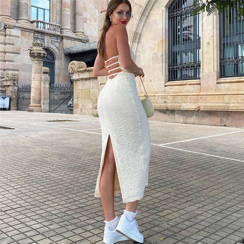 VESTIDO MIDI ESPALDA DE TIRAS