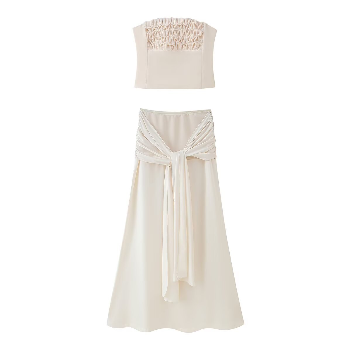 CONJUNTO TOP RELIEVE CON FALDA DE NUDO
