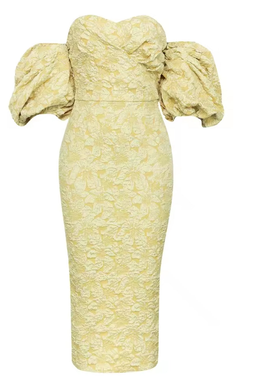 VESTIDO AJUSTADO CON MANGAS ABOMBADAS