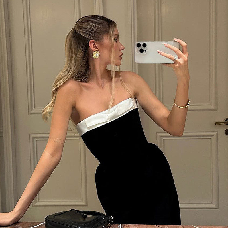 VESTIDO MIDI SIN MANGAS BICOLOR
