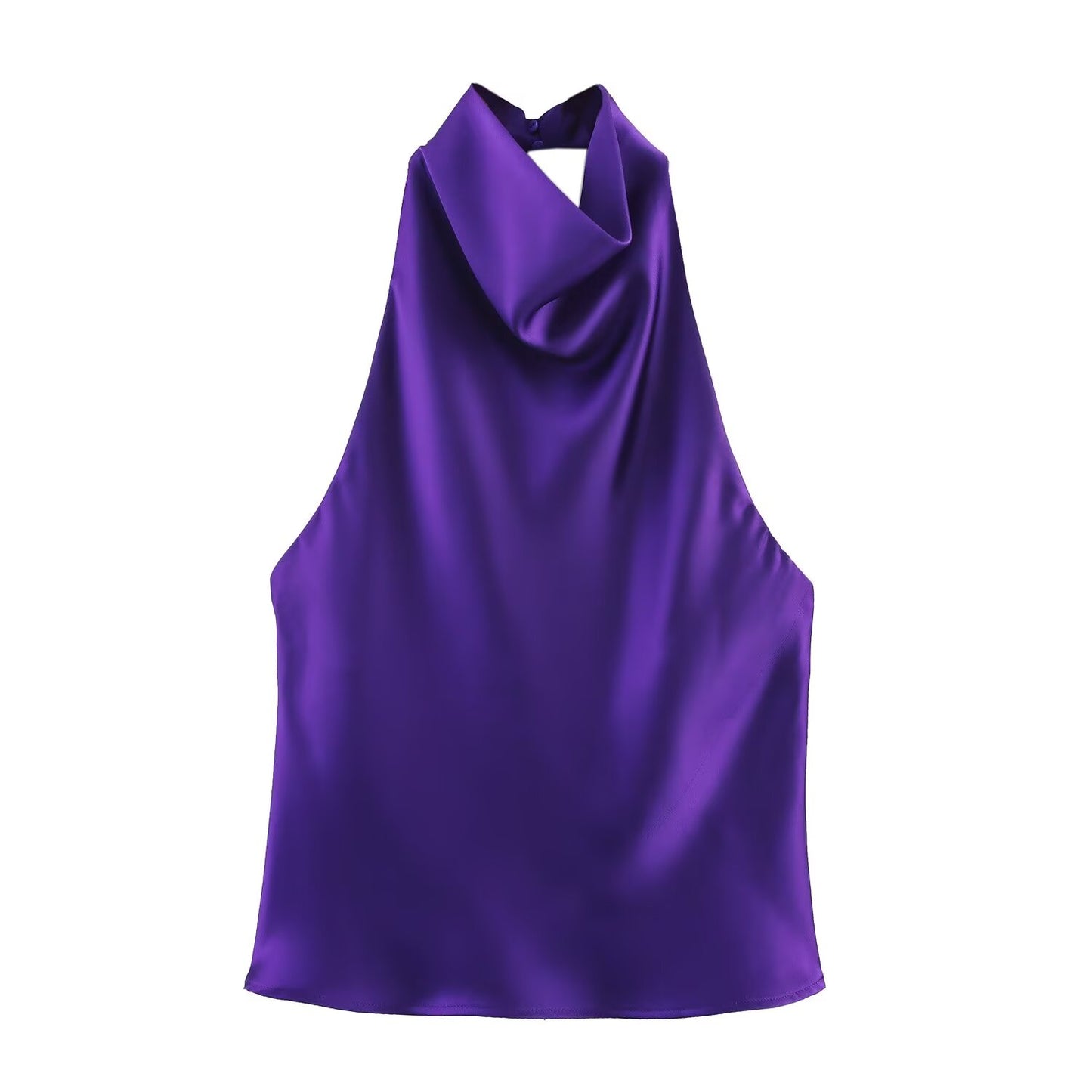 CONJUNTO SATINADO DE TOP CUELLO HALTER CON FALDA MIDI