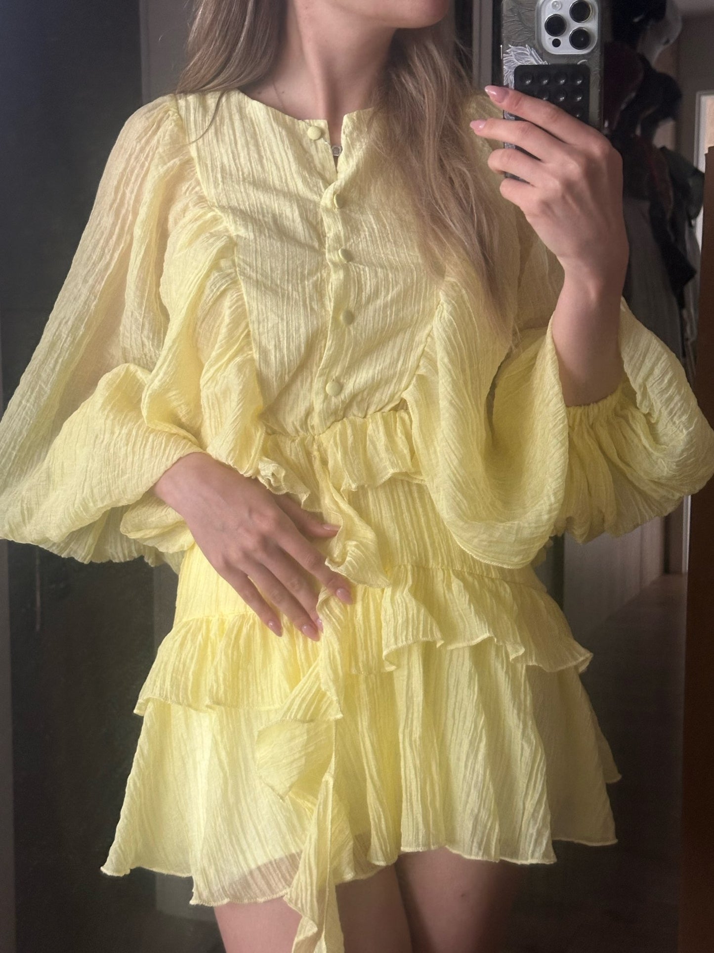 VESTIDO VOLANTE MANGAS HOLGADAS