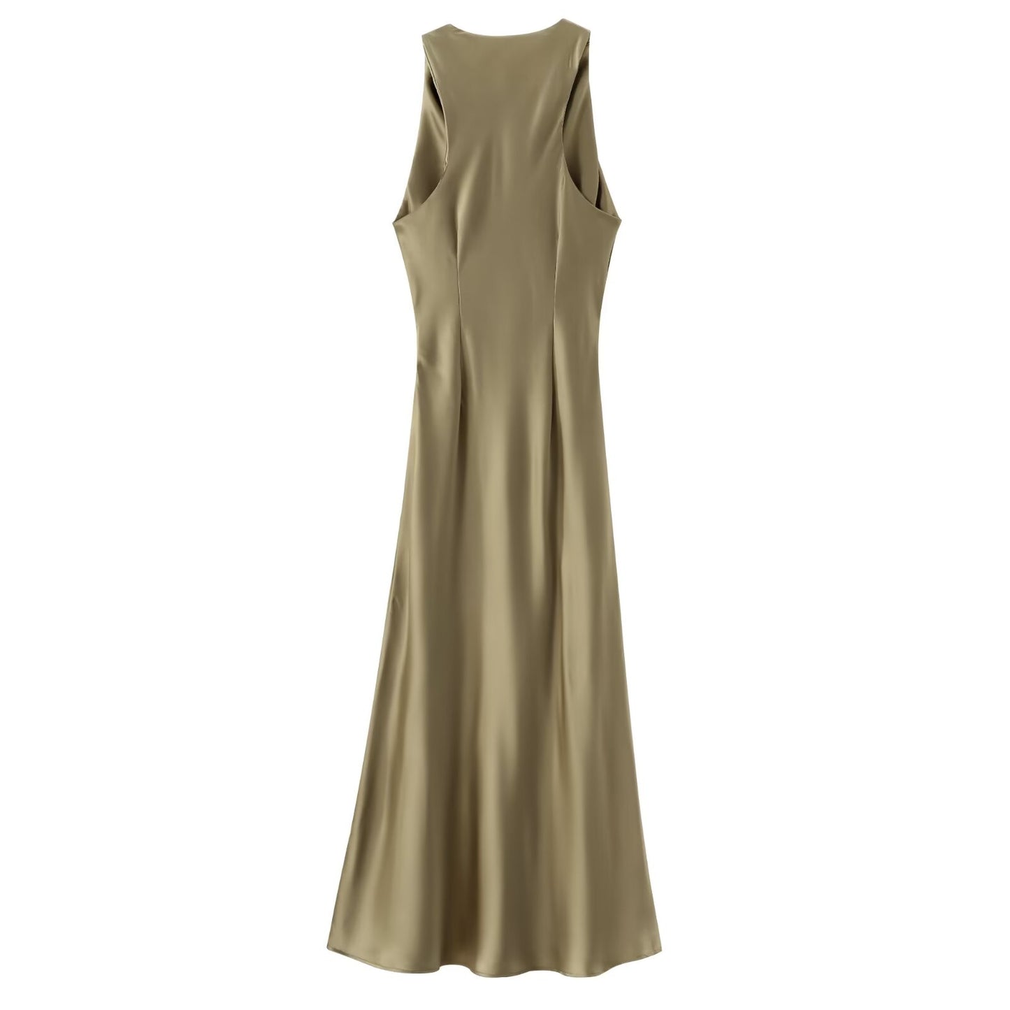 VESTIDO SATINADO MIDI DETALLE DRAPEADO