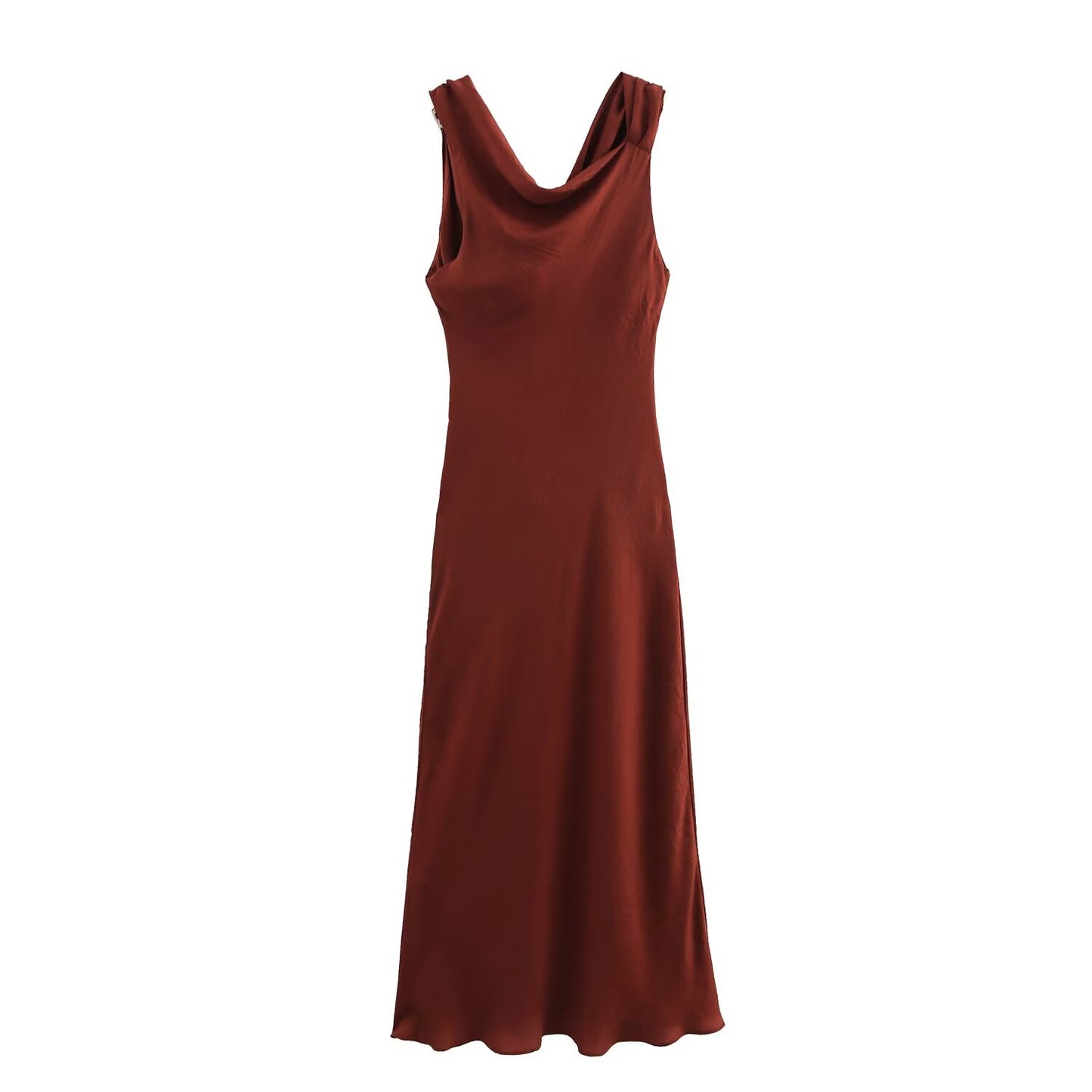 VESTIDO SATINADO APLIQUE DORADO