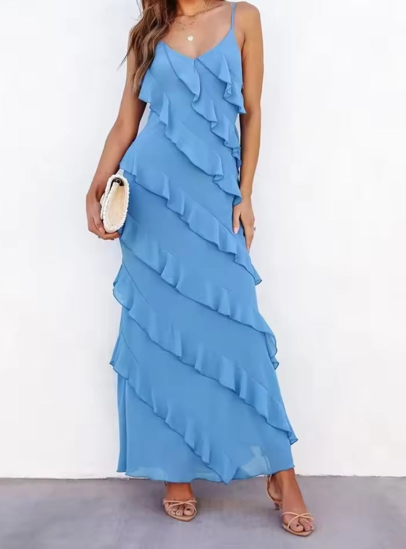 VESTIDO LARGO VOLANTES