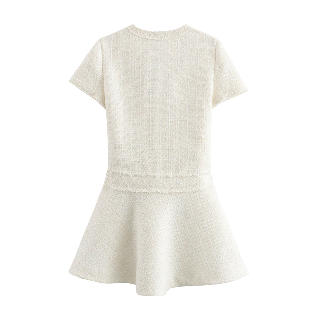 VESTIDO CORTO TWEED CON BOTONES DORADOS
