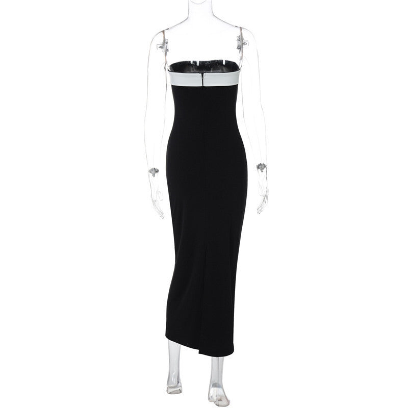 VESTIDO MIDI SIN MANGAS BICOLOR