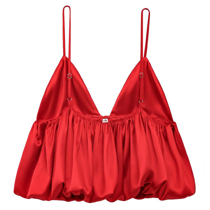 TOP SATÉN ROJO ABULLONADO