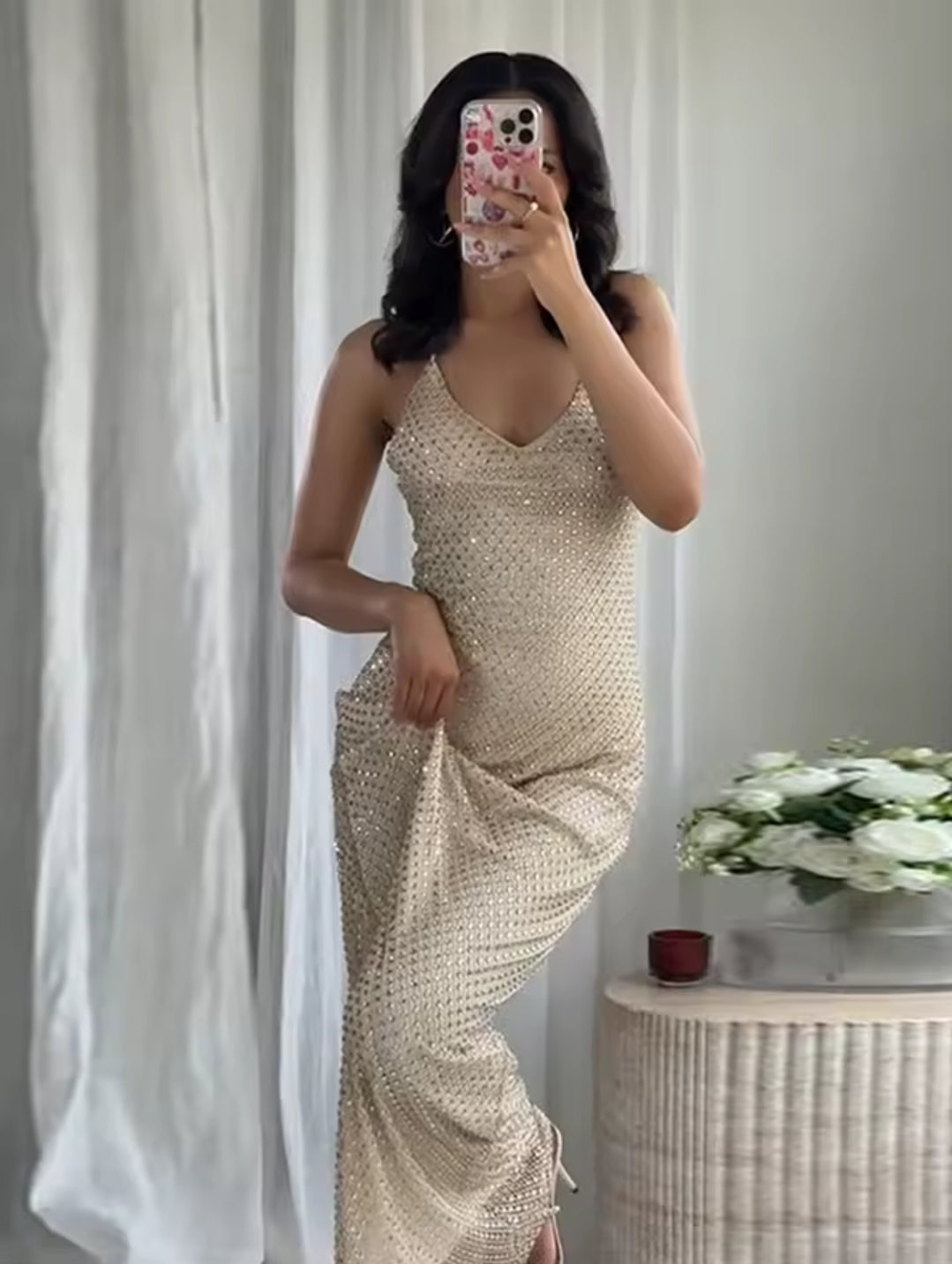VESTIDO LARGO DE STRASS