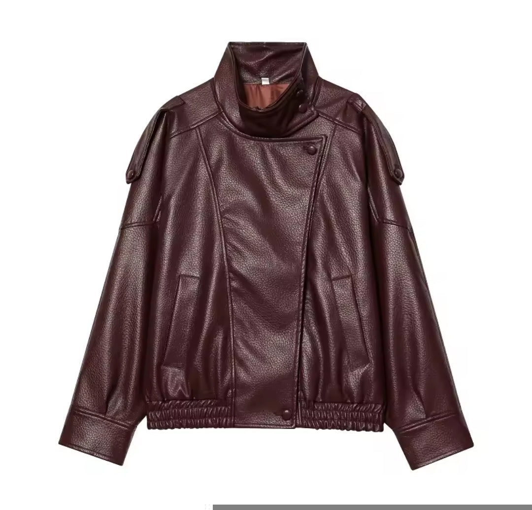 CHAQUETA POLIPIEL CON CUELLO