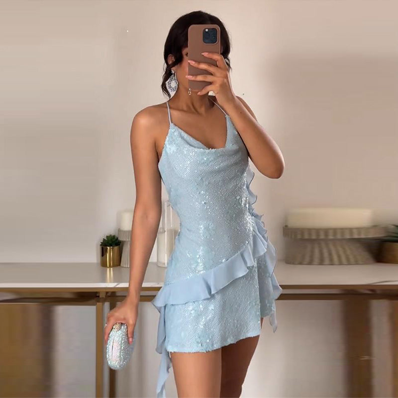 VESTIDO VOLANTES LENTEJUELAS