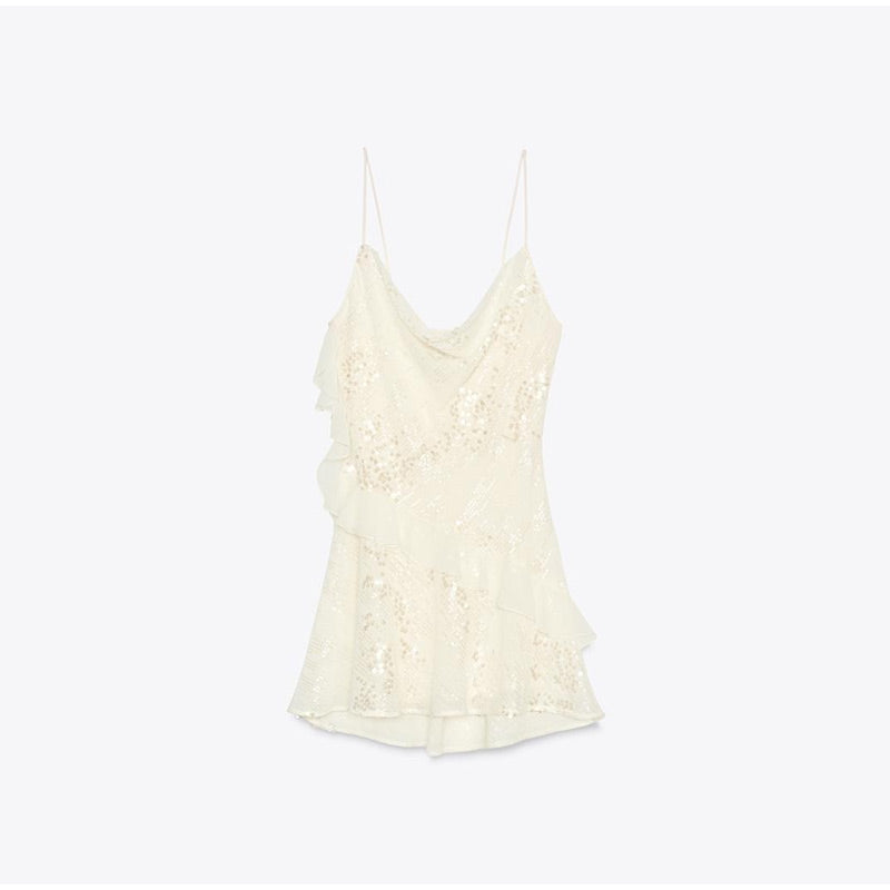 VESTIDO VOLANTES LENTEJUELAS