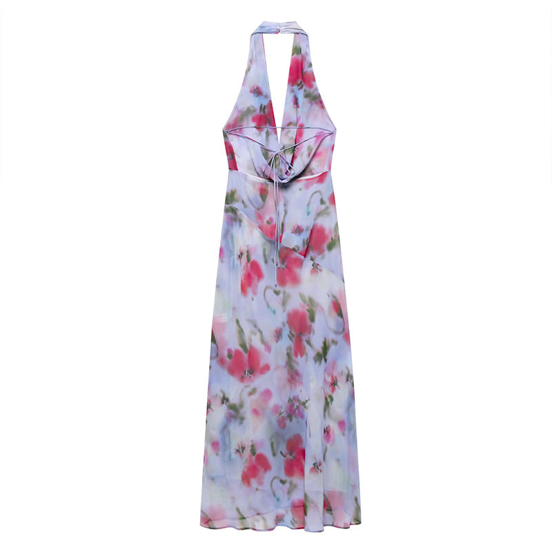 VESTIDO CUELLO HALTER CON ESPALDA ENTRELAZADA