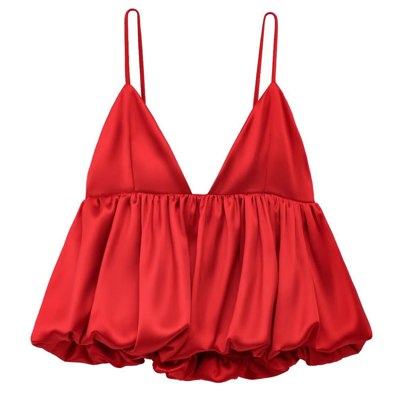 TOP SATÉN ROJO ABULLONADO