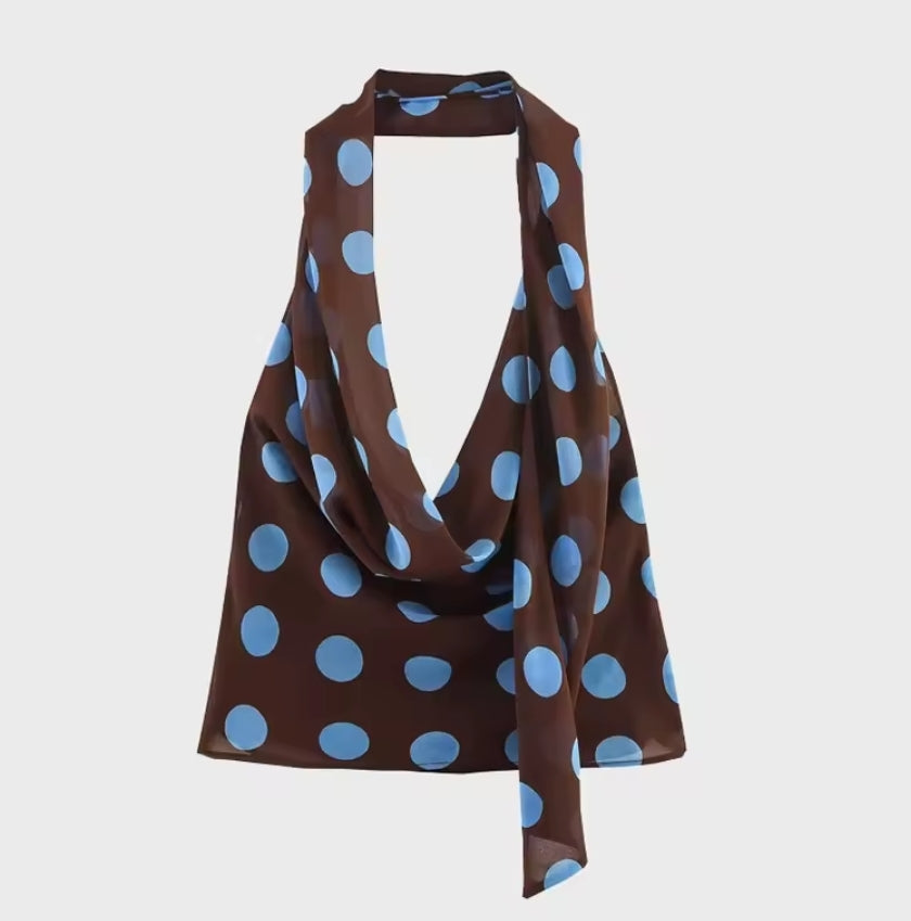 TOP HALTER LUNARES AZUL