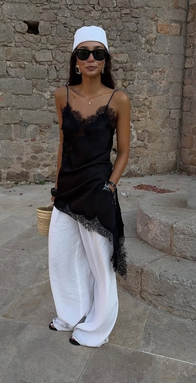 VESTIDO SATINADO DETALLE LENCERO