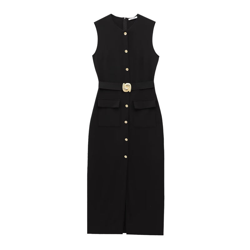 VESTIDO CON BOTONES Y CINTURÓN