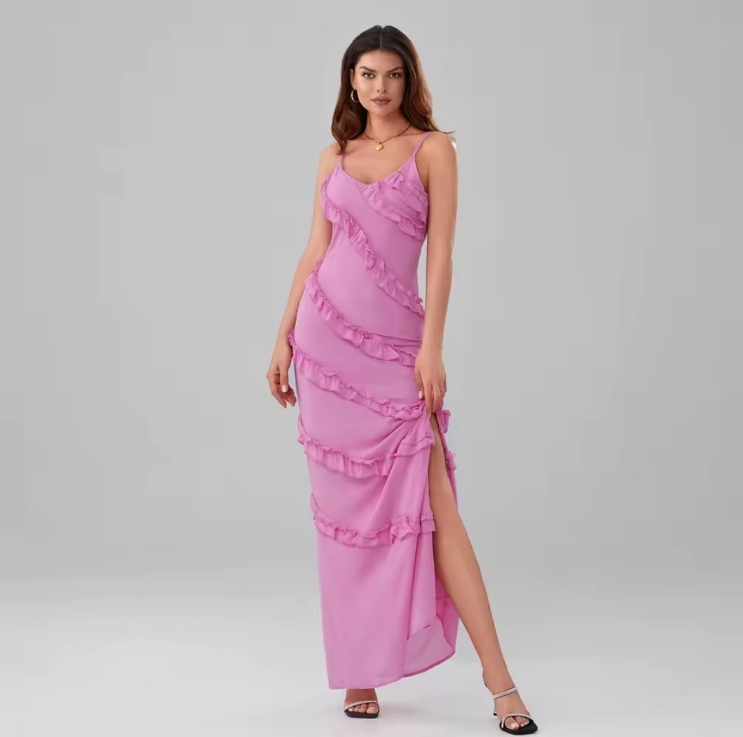 VESTIDO LARGO VOLANTES