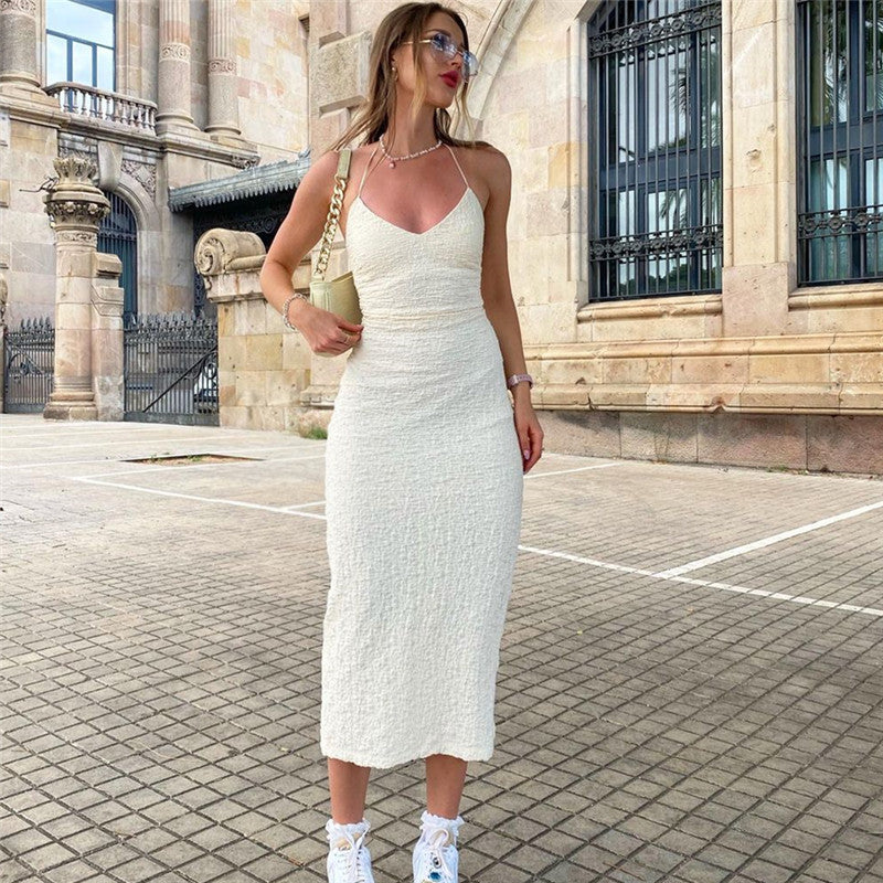 VESTIDO MIDI ESPALDA DE TIRAS