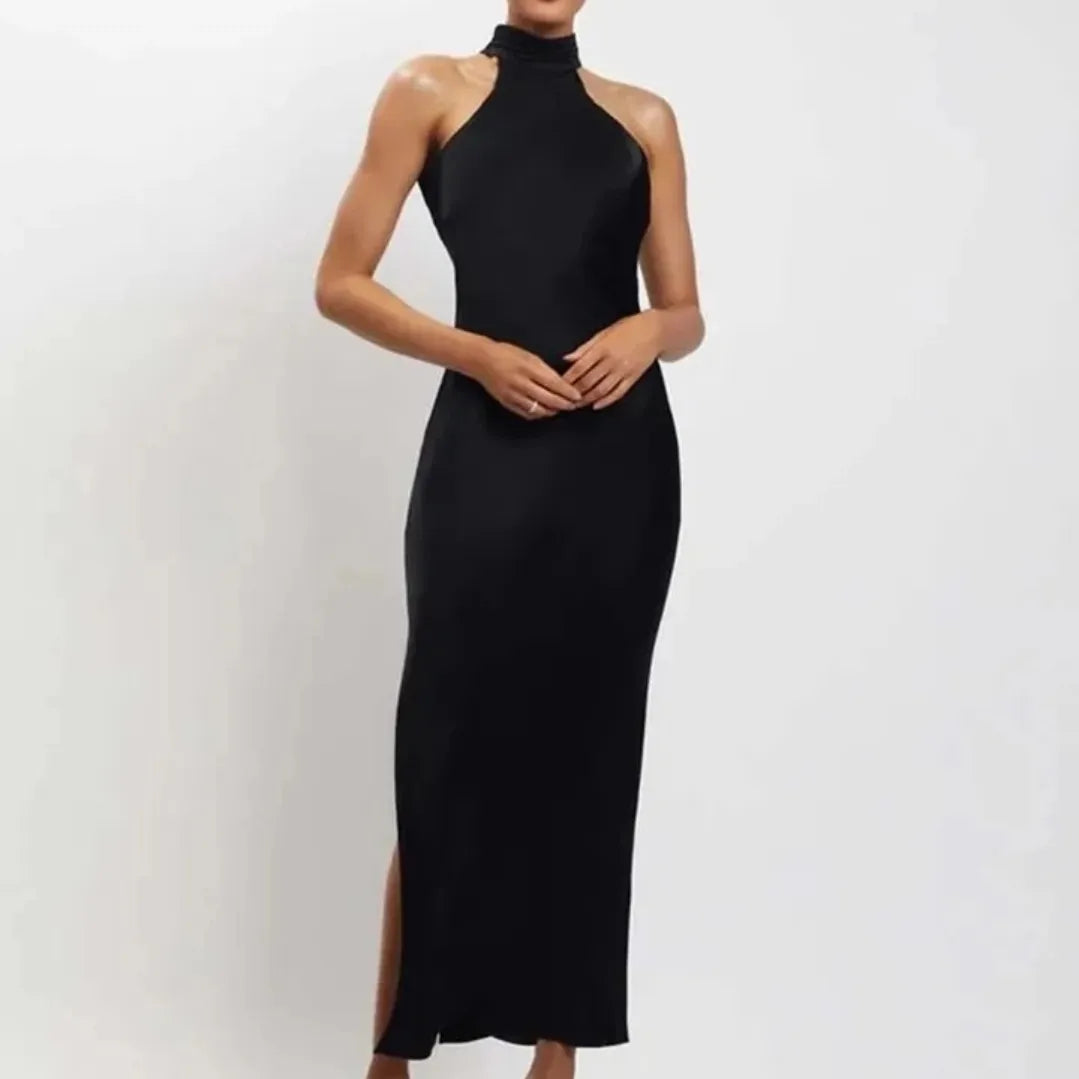 VESTIDO SATINADO ESPALDA DESCUBIERTA