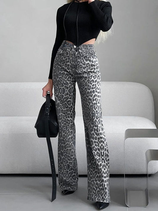 JEANS ANIMAL PRINT GRIS