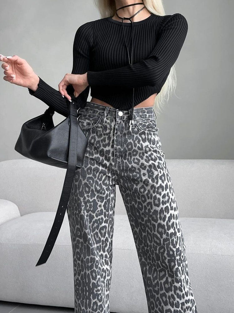 JEANS ANIMAL PRINT GRIS