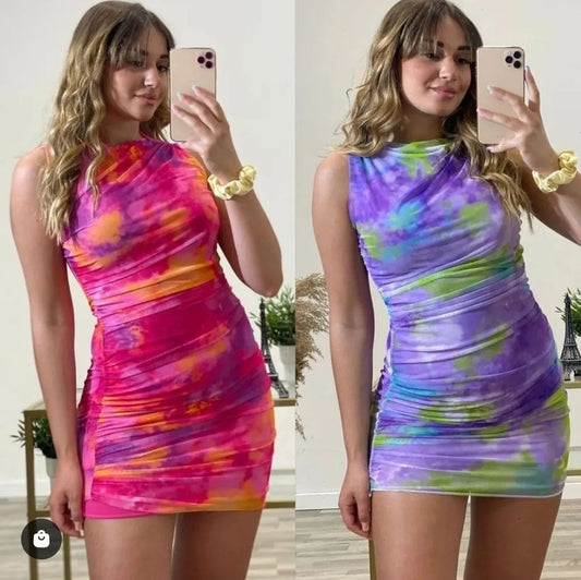 VESTIDO CORTO DE TUL MORADO