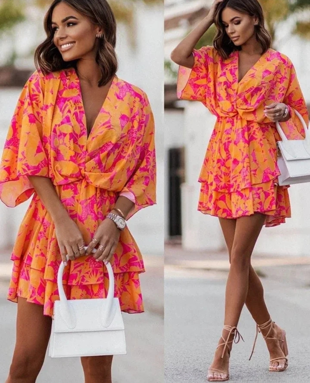 VESTIDO ESTAMPADO CON VOLANTES