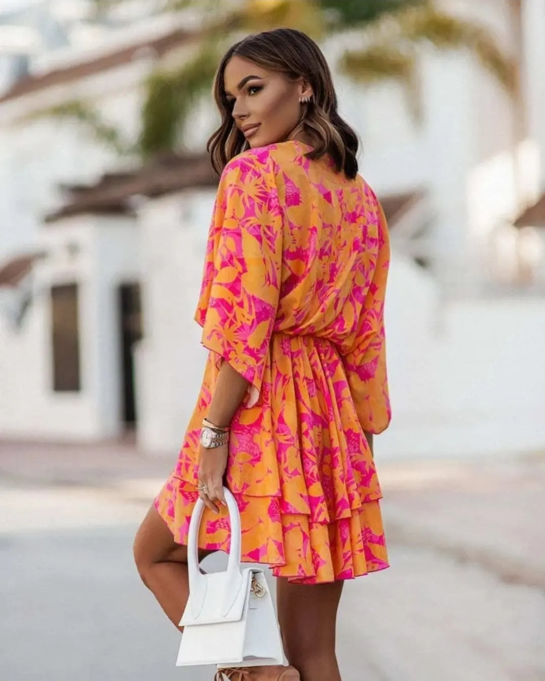 VESTIDO ESTAMPADO CON VOLANTES