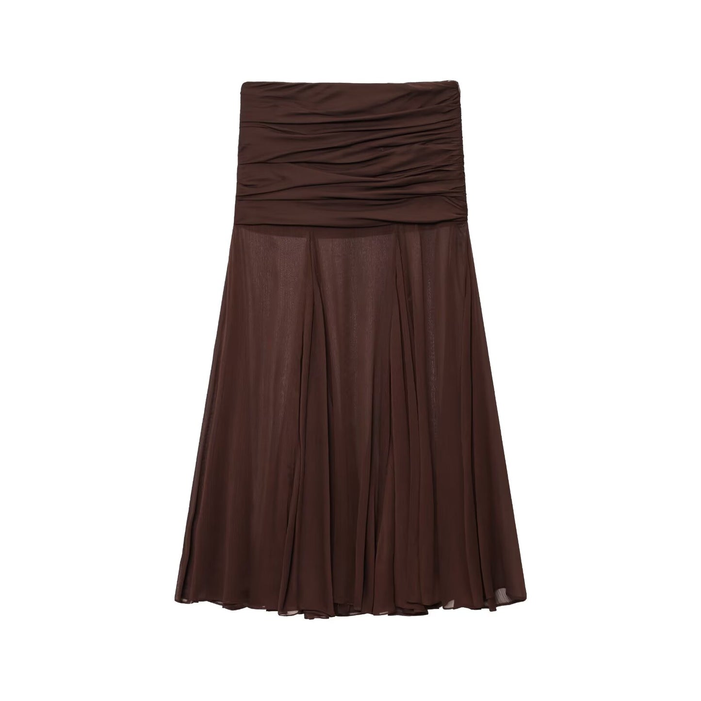 FALDA DRAPEADA MARRON