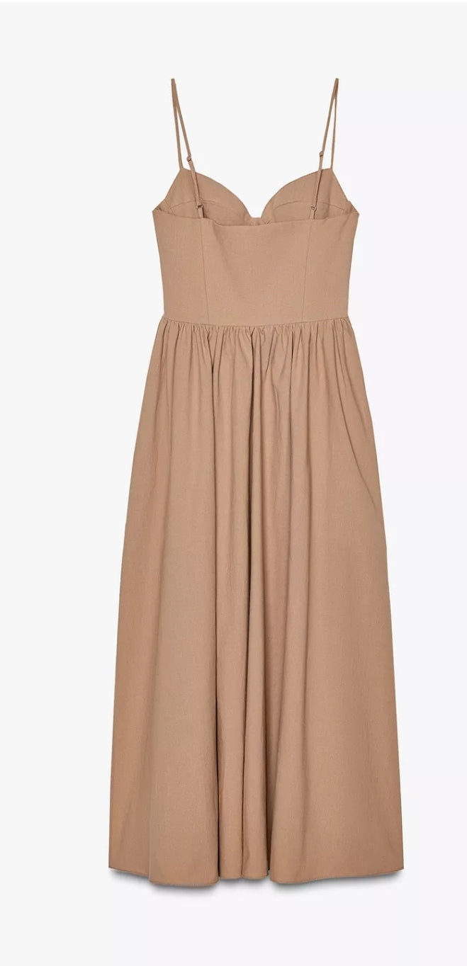 VESTIDO MIDI TIRANTE FINO