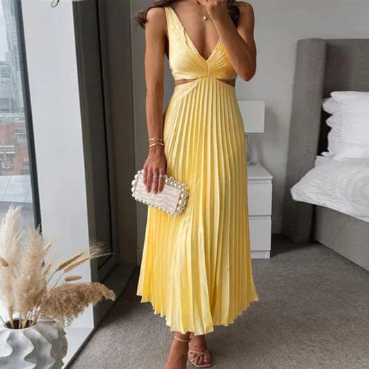 VESTIDO LARGO PLISADO