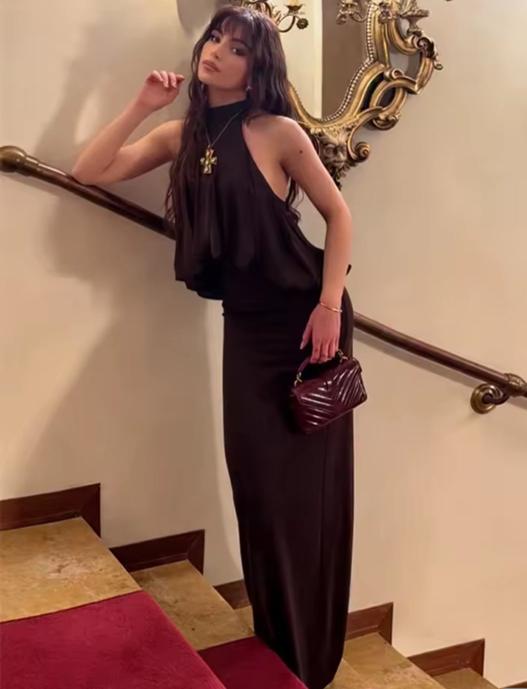 VESTIDO HALTER MARRÓN