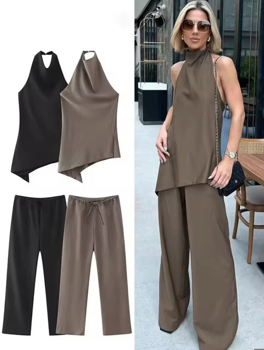 CONJUNTO TOP ASIMÉTRICO Y PANTALÓN