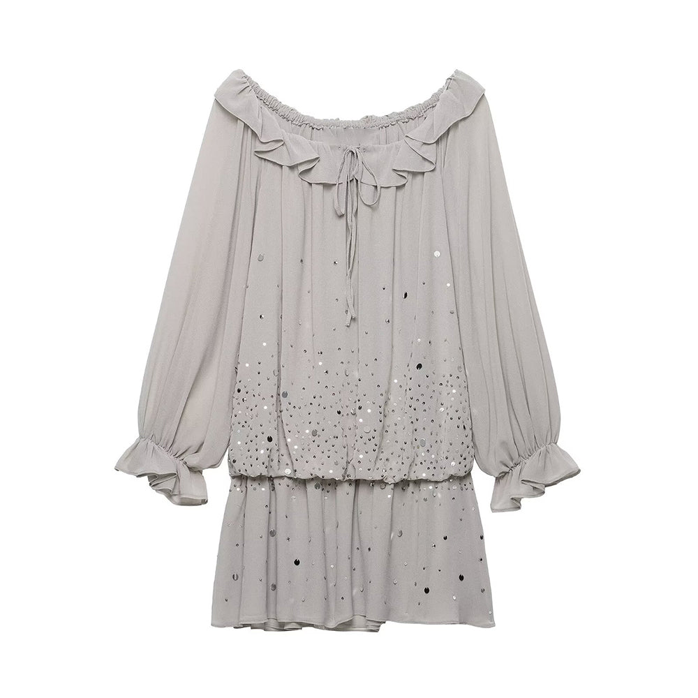 VESTIDO VOLANTES BRILLO