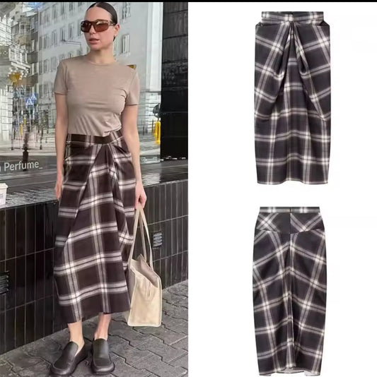 FALDA MIDI FRUNCIDO IRREGULAR