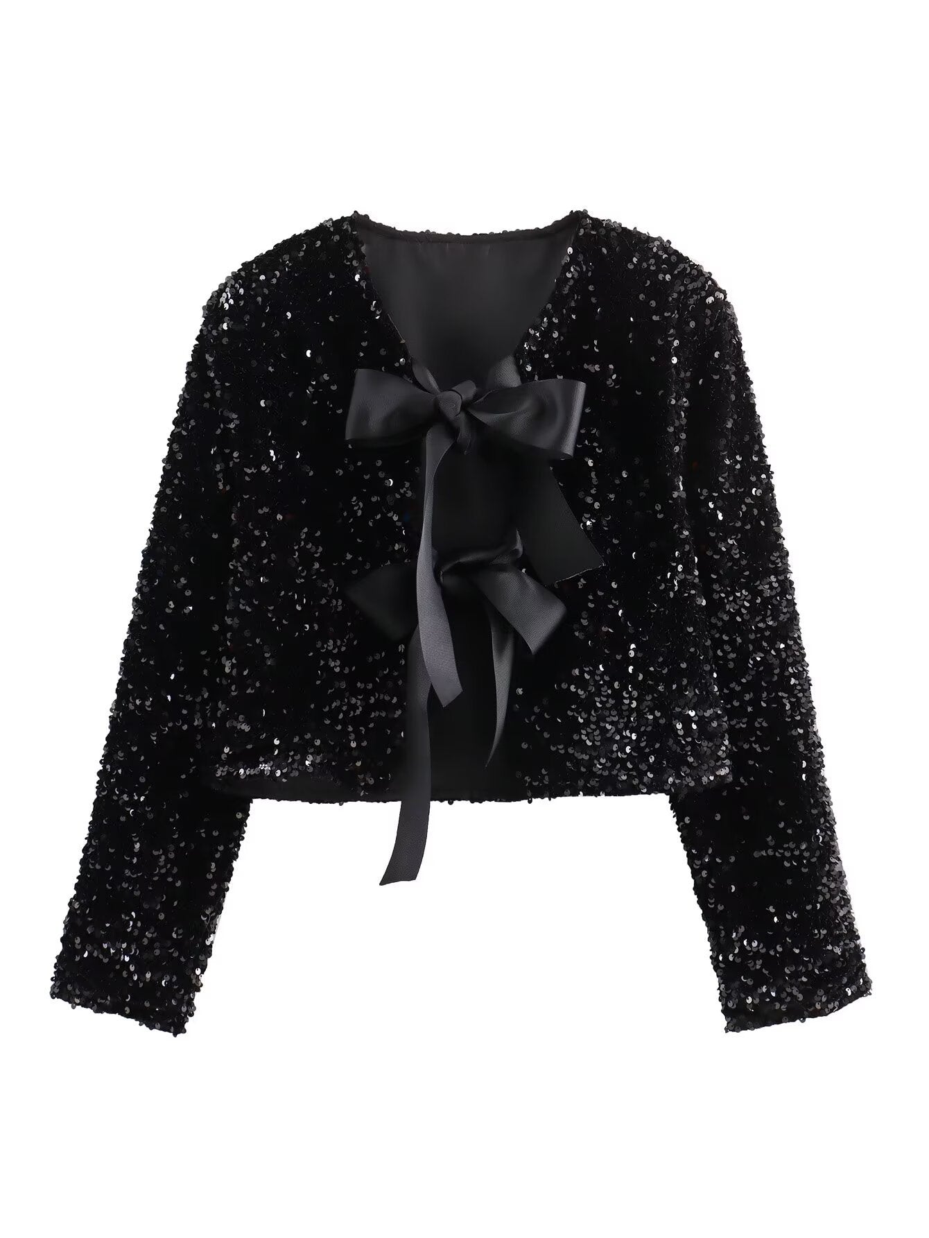 CHAQUETA LENTEJUELAS CON LAZO