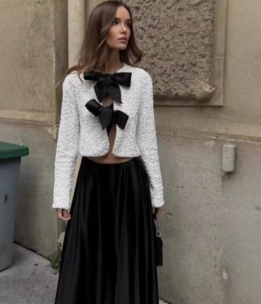 CHAQUETA LENTEJUELAS CON LAZO