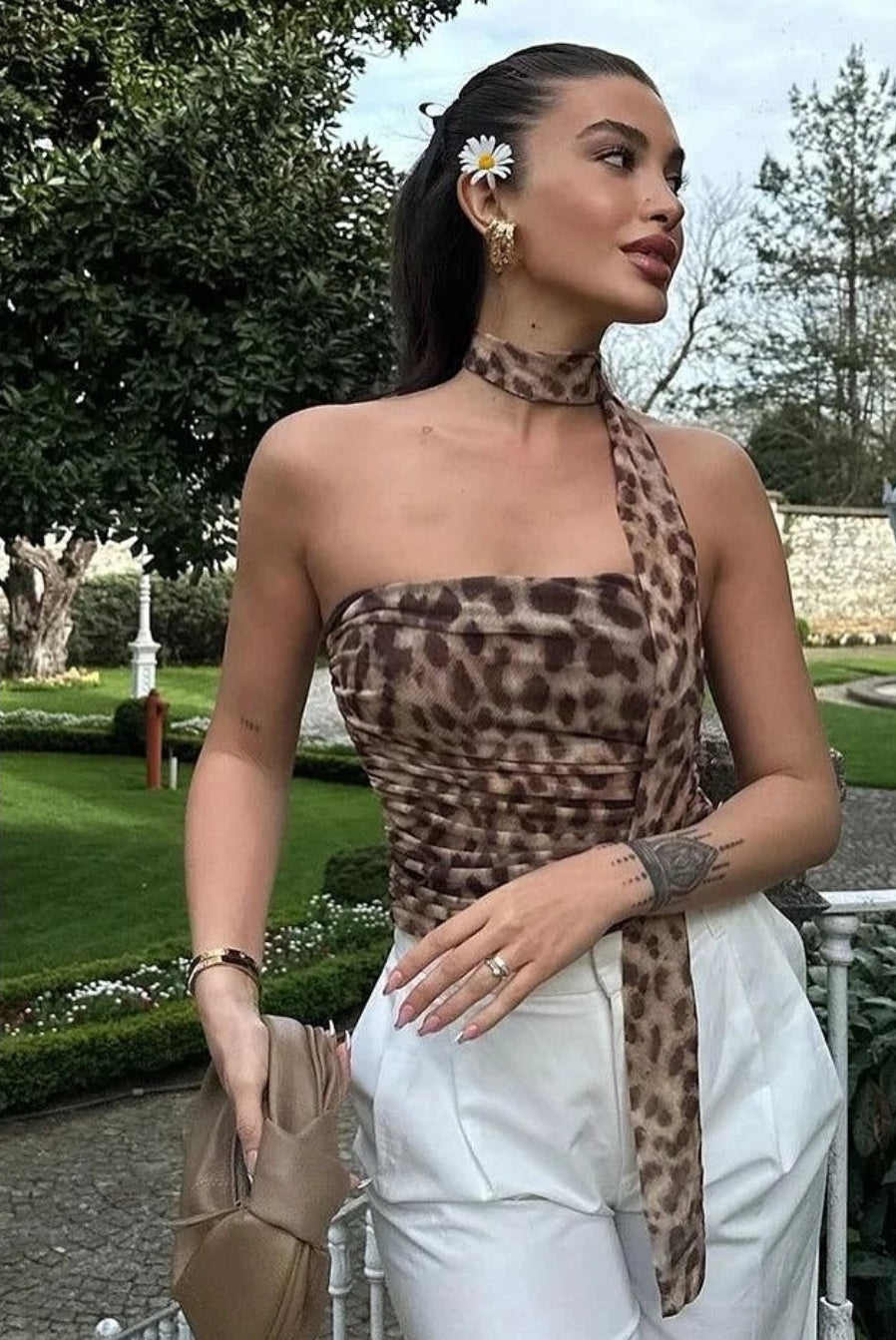 TOP DE TUL  ANIMAL PRINT