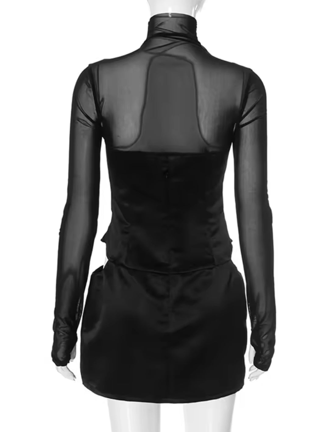 VESTIDO NEGRO CON TRANSPARENCIAS