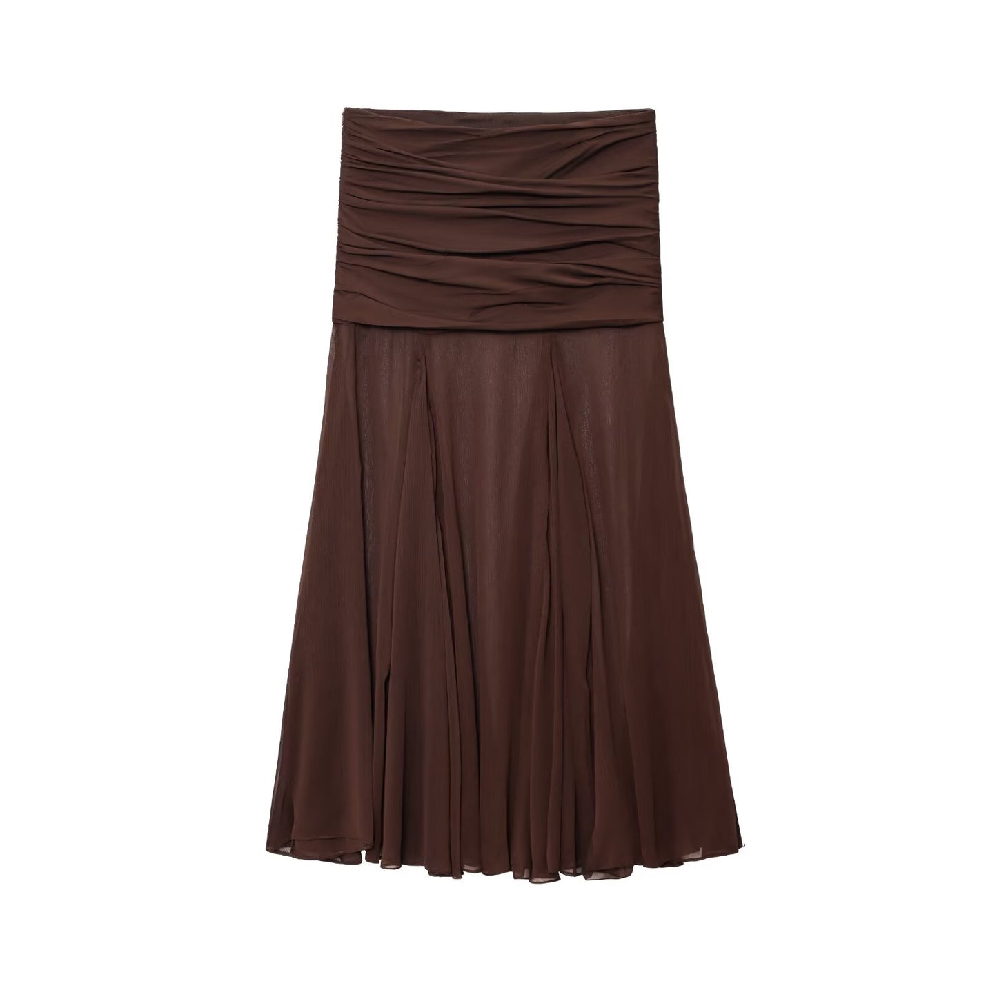 FALDA DRAPEADA MARRON